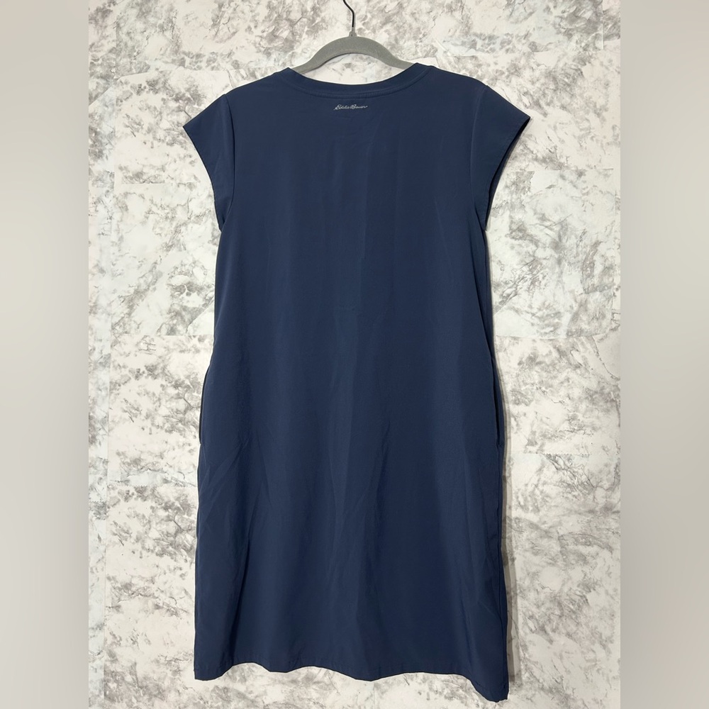 Eddie Bauer Navy V-Neck Lightweight  Women Dress Sz S EUC.  28 - Picture 2 of 10